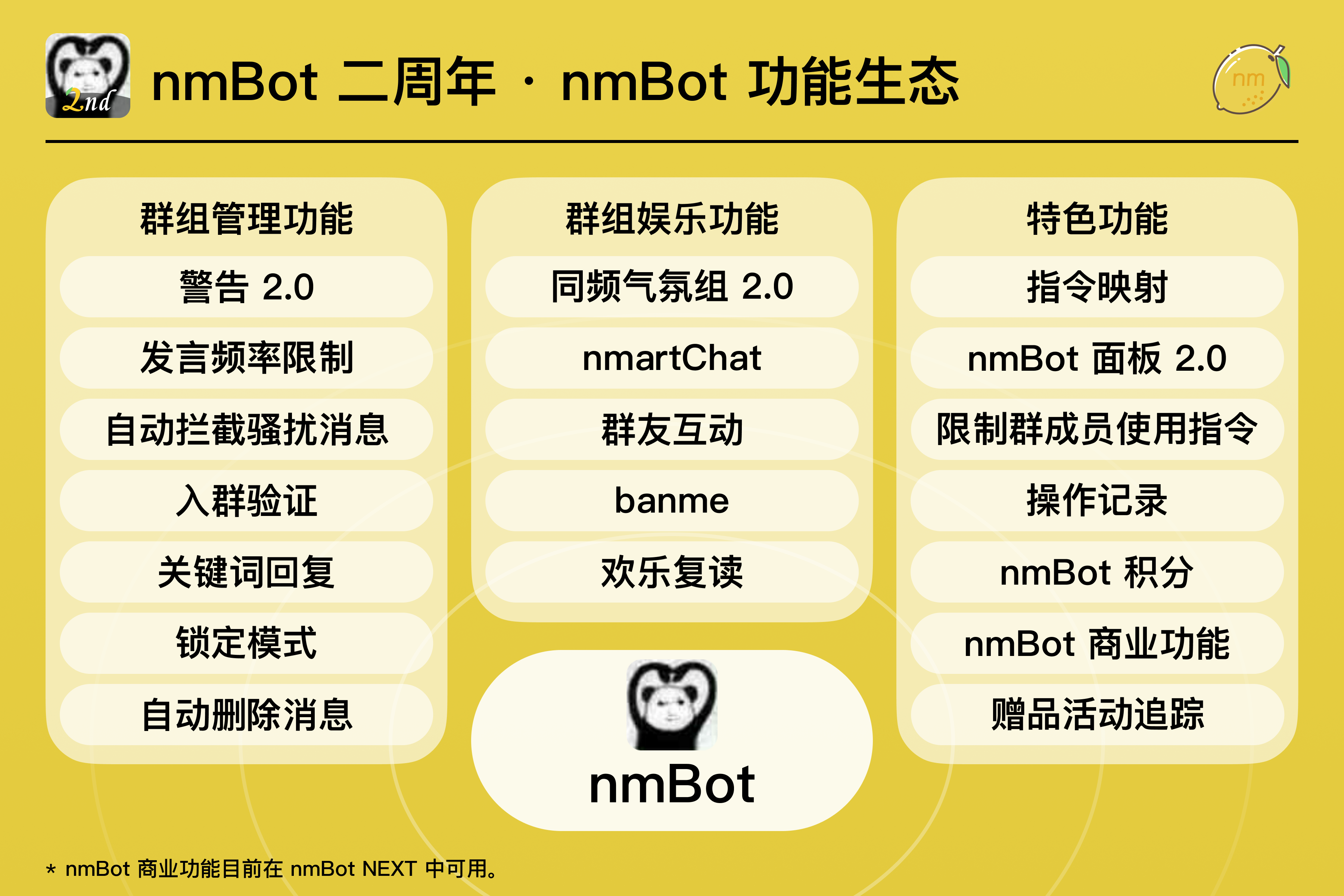 nmBot 丰富的功能生态进一步发展完善。